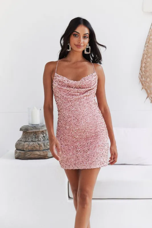 Pretty Gal Vibes Sequin Mini Dress Pink sold by Hello Molly