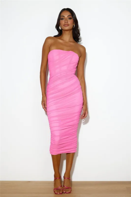 Goals Are Her Mesh Midi Dress  Pink sold by Hello Molly