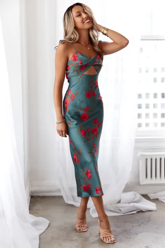 HELLO MOLLY Fool Me Once Midi Dress Teal sold by Hello Molly