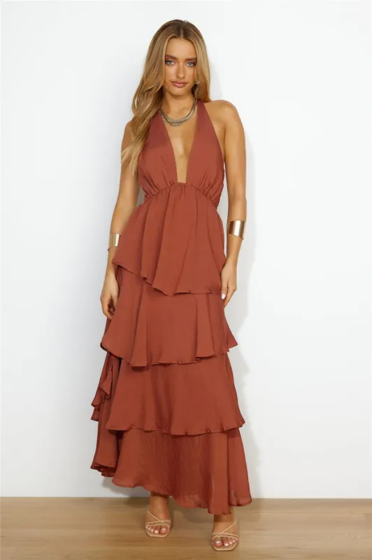 Luxe Vacation Maxi Dress Brown sold by Hello Molly