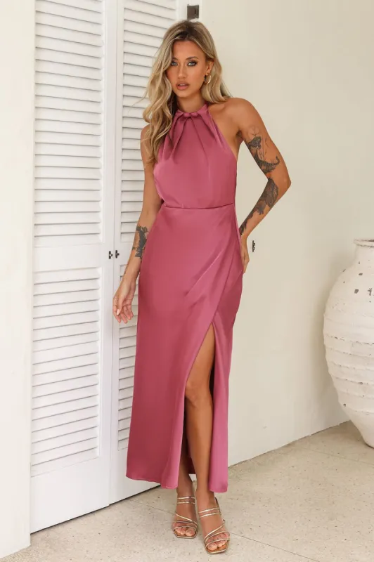 High Status Satin Maxi Dress Rose sold by Hello Molly