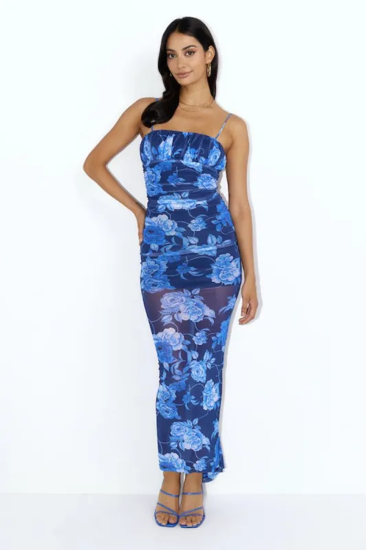 Blossom Mesh Maxi Dress Blue sold by Hello Molly