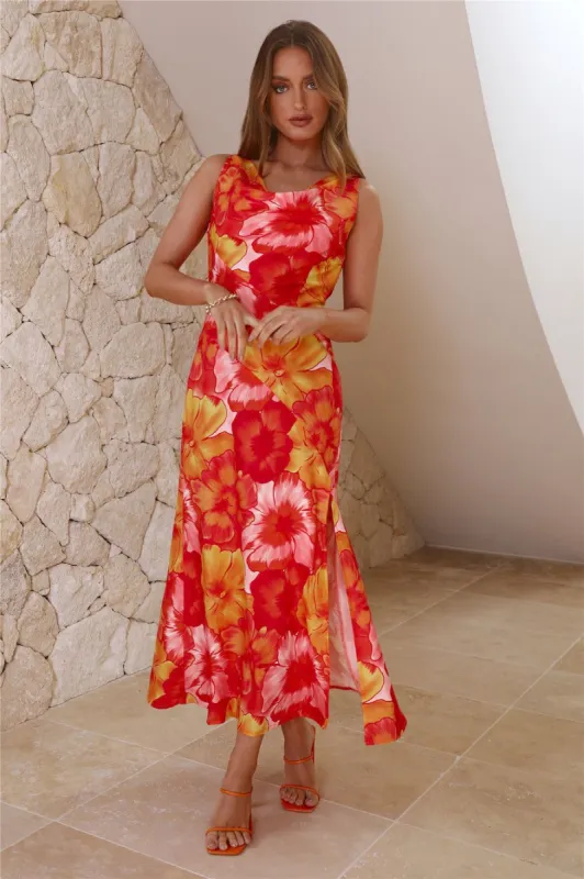 Springtime Flower Maxi Dress Red sold by Hello Molly