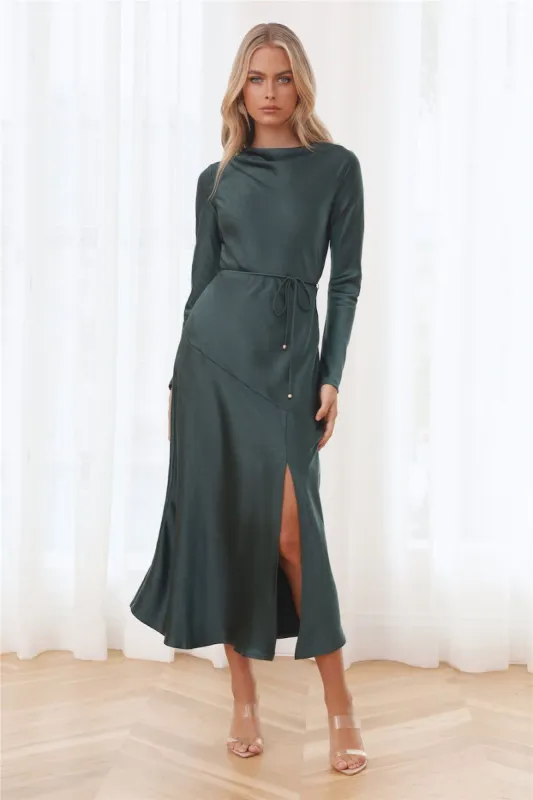 Luxury Invitation Satin Maxi Dress Forest Green sold by Hello Molly