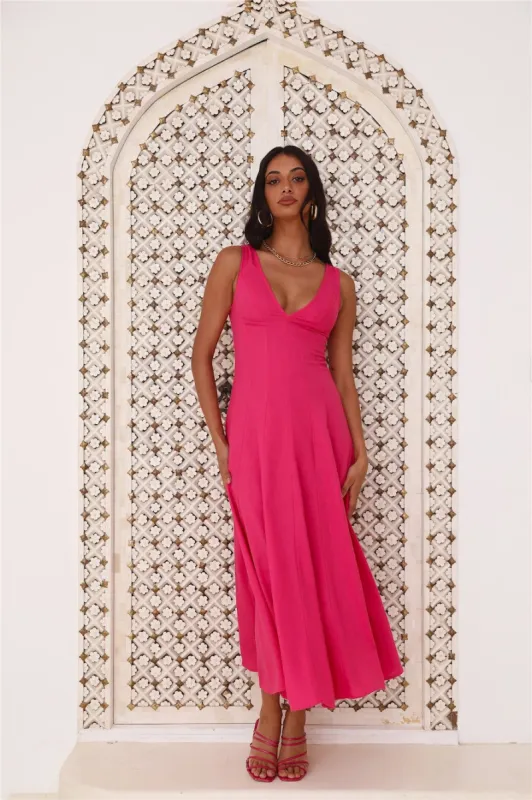 Dusk Soiree Midi Dress Pink sold by Hello Molly