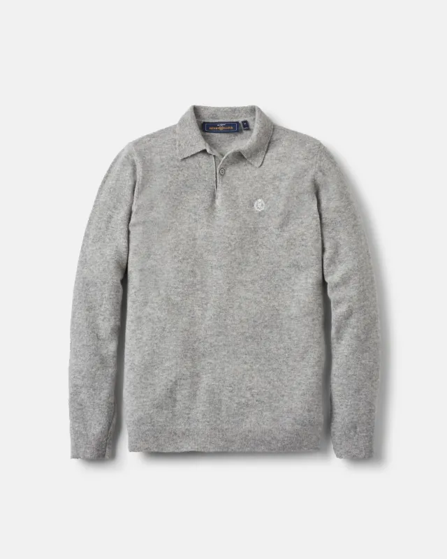 Beaulieu Knitted Polo - Light Grey Melange made by Henri Lloyd