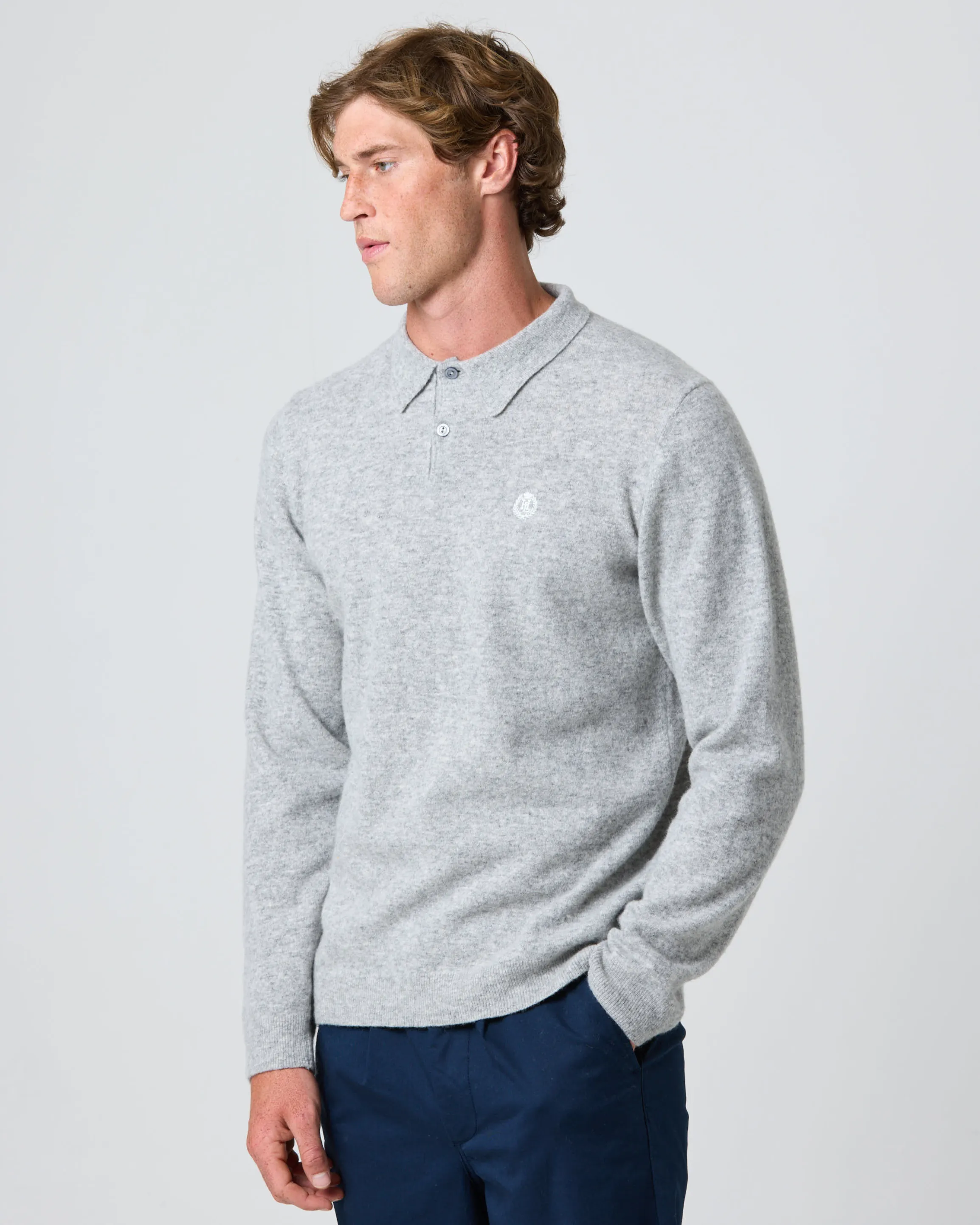 Beaulieu Knitted Polo - Light Grey Melange sold by Henri Lloyd product image thumbnail 3