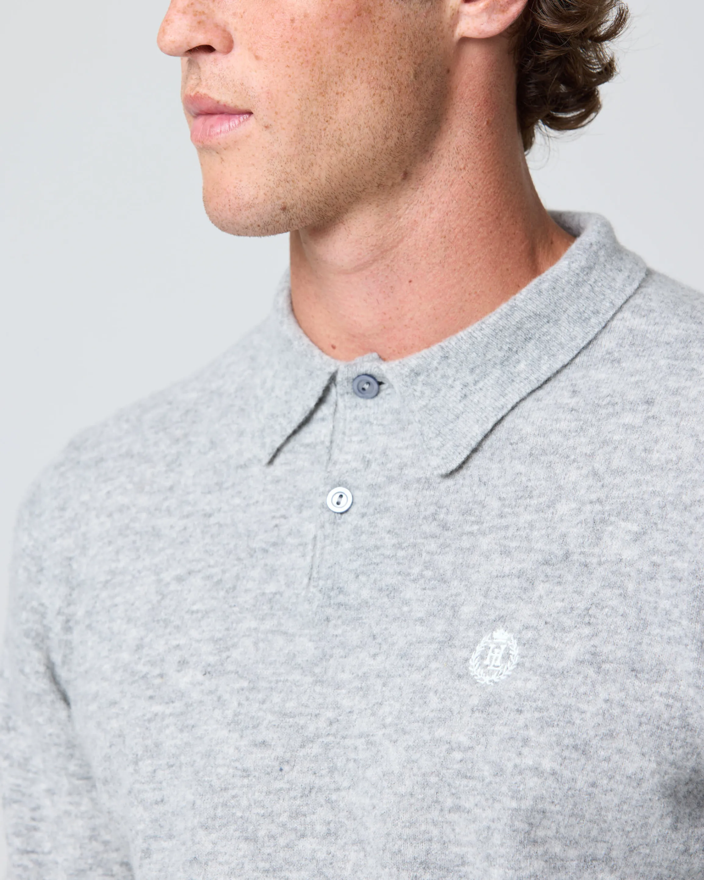 Beaulieu Knitted Polo - Light Grey Melange sold by Henri Lloyd product image thumbnail 4
