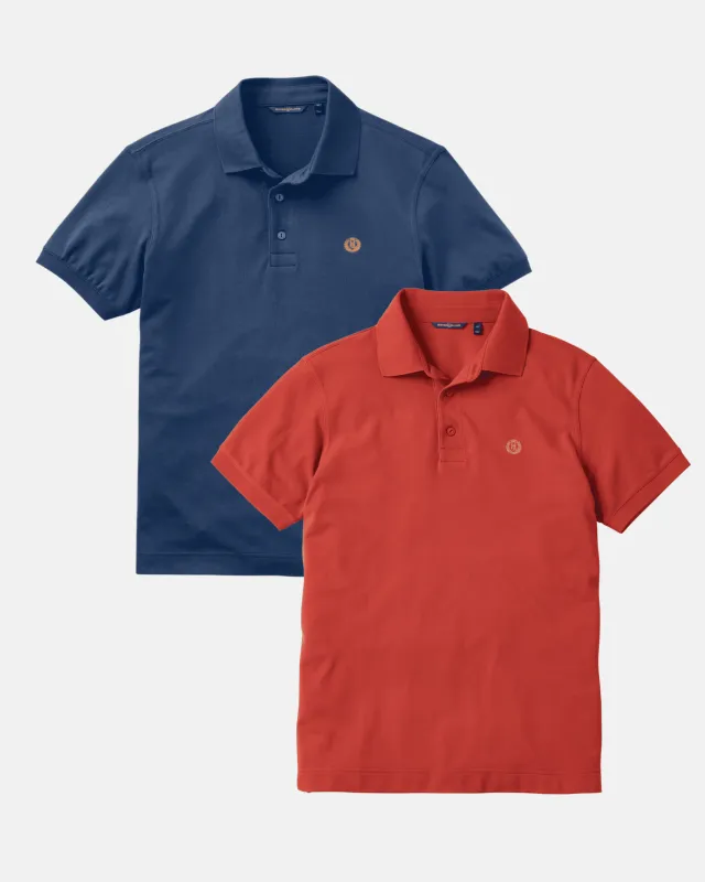 Falmouth Polo 2-Pack - Navy Blue / Freo Red sold by Henri Lloyd