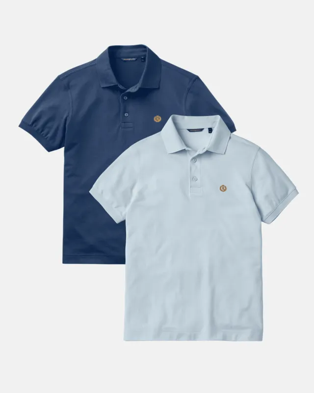 Falmouth Polo 2-Pack - Navy Blue / Sky Blue sold by Henri Lloyd