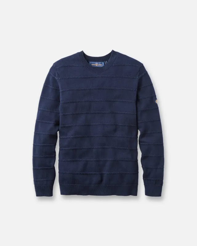 Kimmeridge Stripe Crew - Dark Navy made by Henri Lloyd