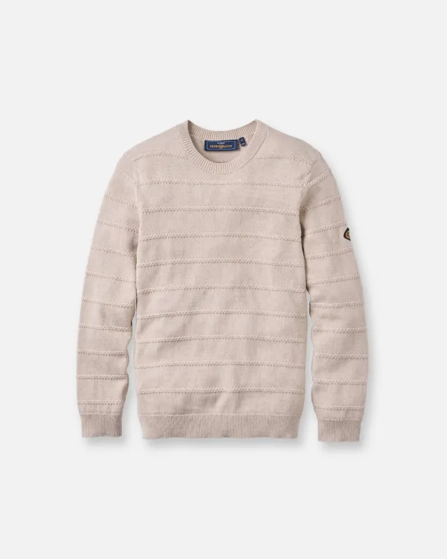 Kimmeridge Stripe Crew - Oyster Beige made by Henri Lloyd