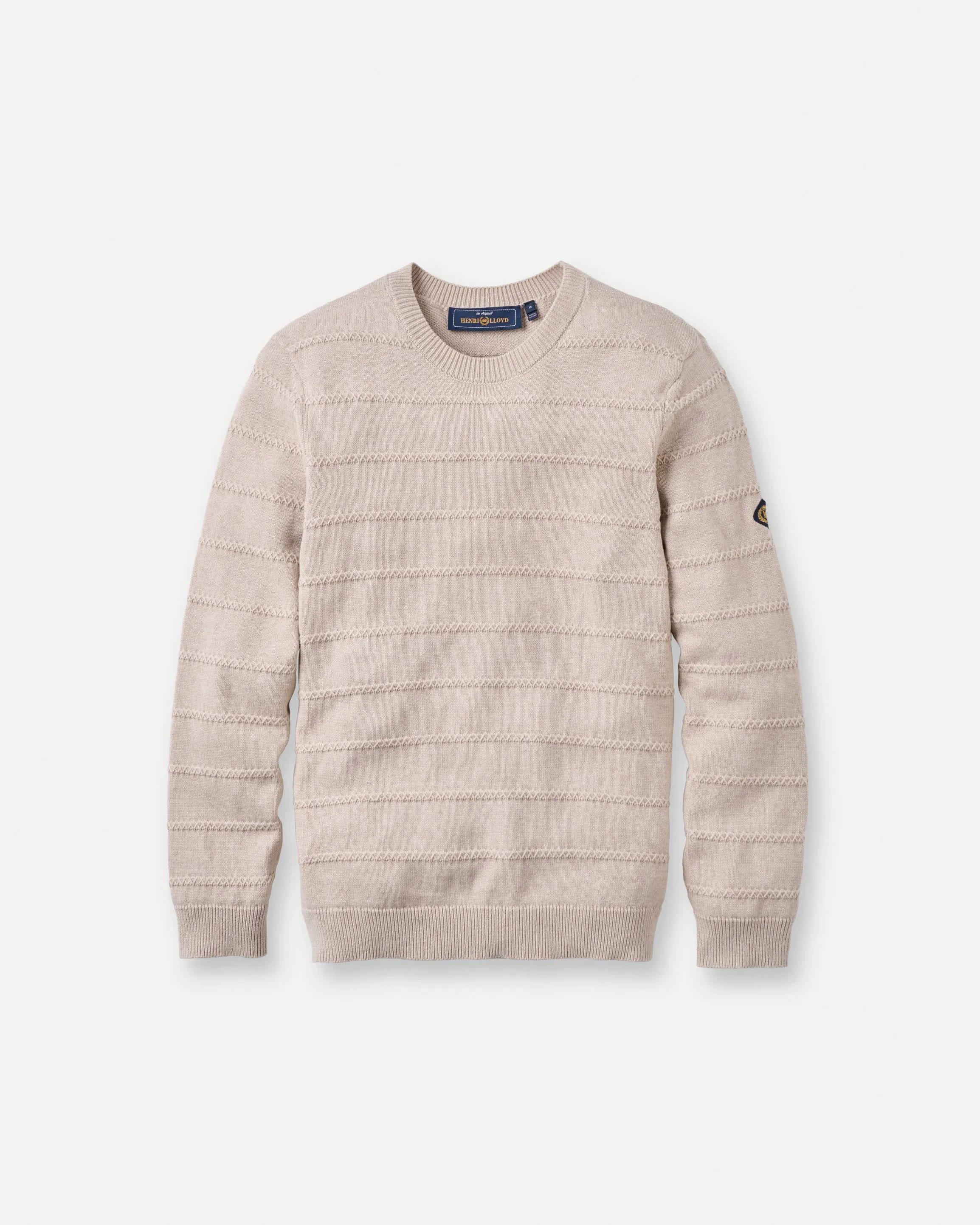 Kimmeridge Stripe Crew - Oyster Beige sold by Henri Lloyd