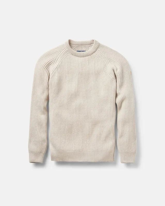 Fowey Rib Crew Knit - Aston Cream made by Henri Lloyd