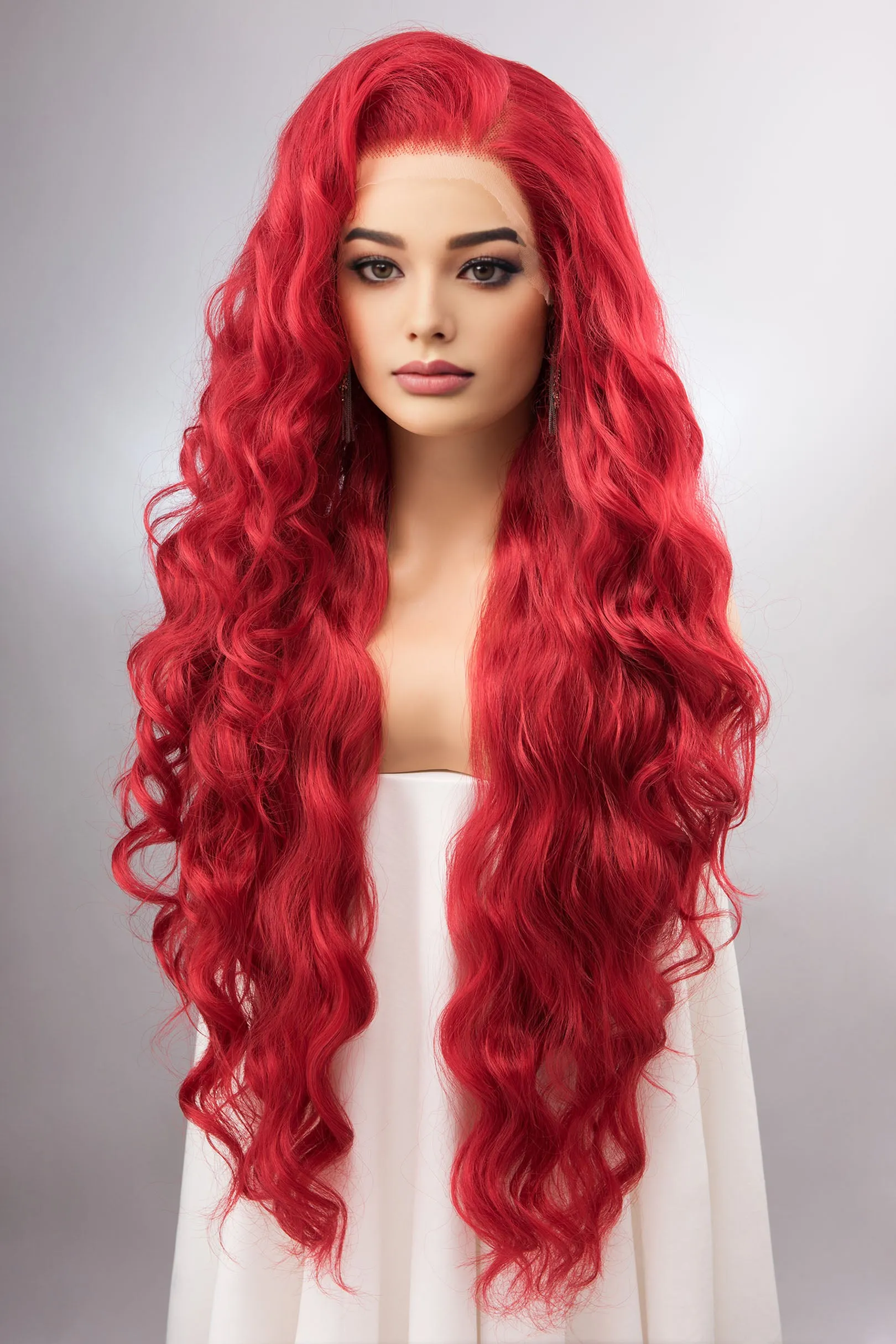 Red Wig Long Lace Front Wig Little Mermaid Wig Aquaman Mera Cosplay Wig 13" X 4" Large Lace Front Wavy Long Wig Drag Queen Wig AMAYA sold by Her Wig Closet product image thumbnail 2