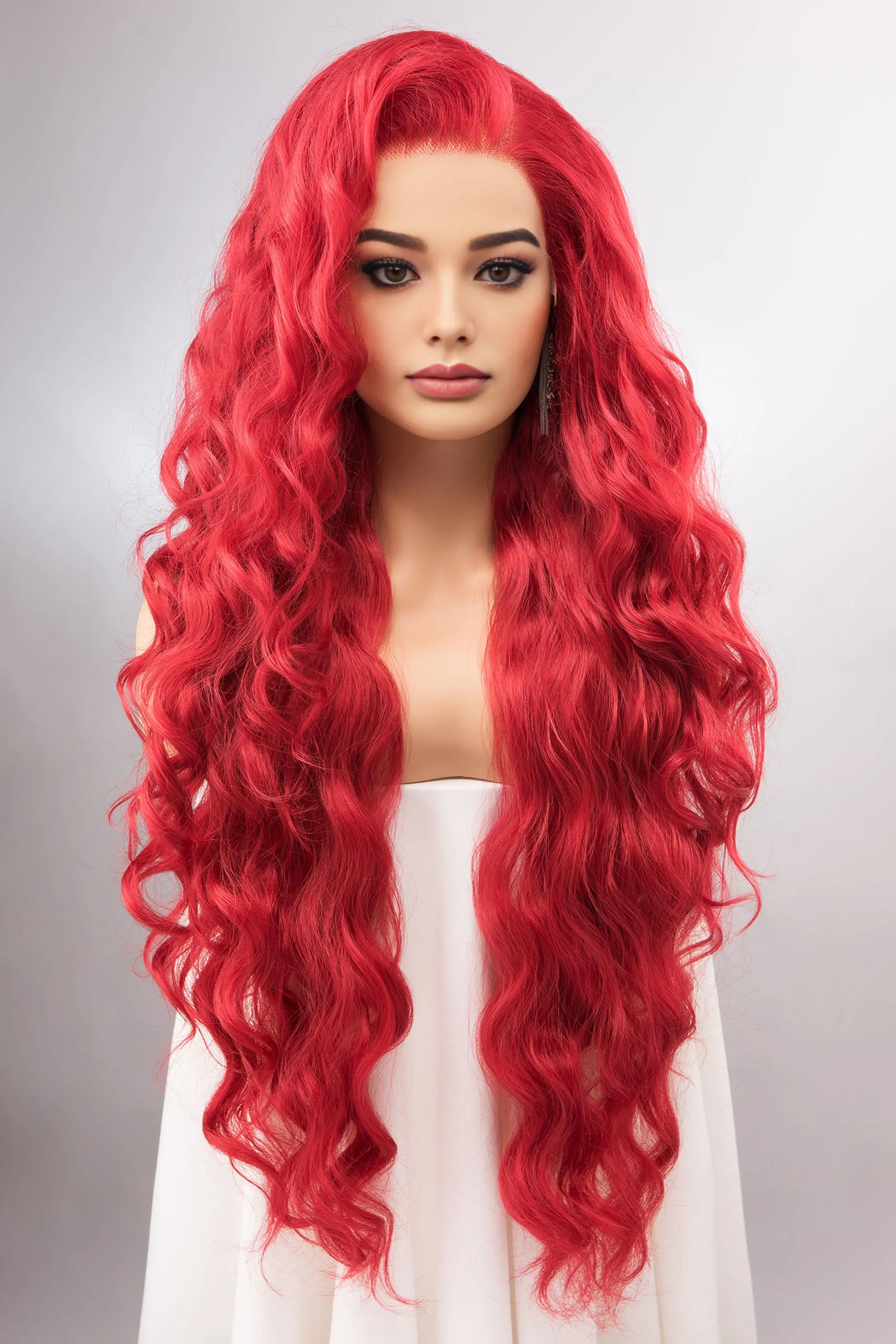 Red Wig Long Lace Front Wig Little Mermaid Wig Aquaman Mera Cosplay Wig 13" X 4" Large Lace Front Wavy Long Wig Drag Queen Wig AMAYA sold by Her Wig Closet product image thumbnail 3