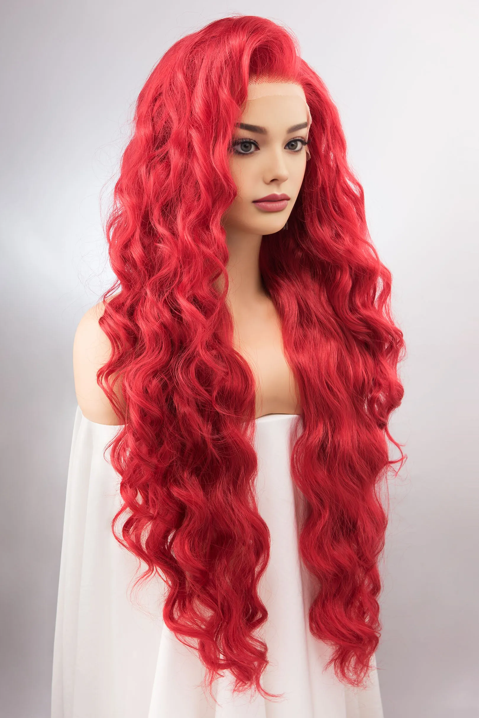 Red Wig Long Lace Front Wig Little Mermaid Wig Aquaman Mera Cosplay Wig 13" X 4" Large Lace Front Wavy Long Wig Drag Queen Wig AMAYA sold by Her Wig Closet product image thumbnail 5