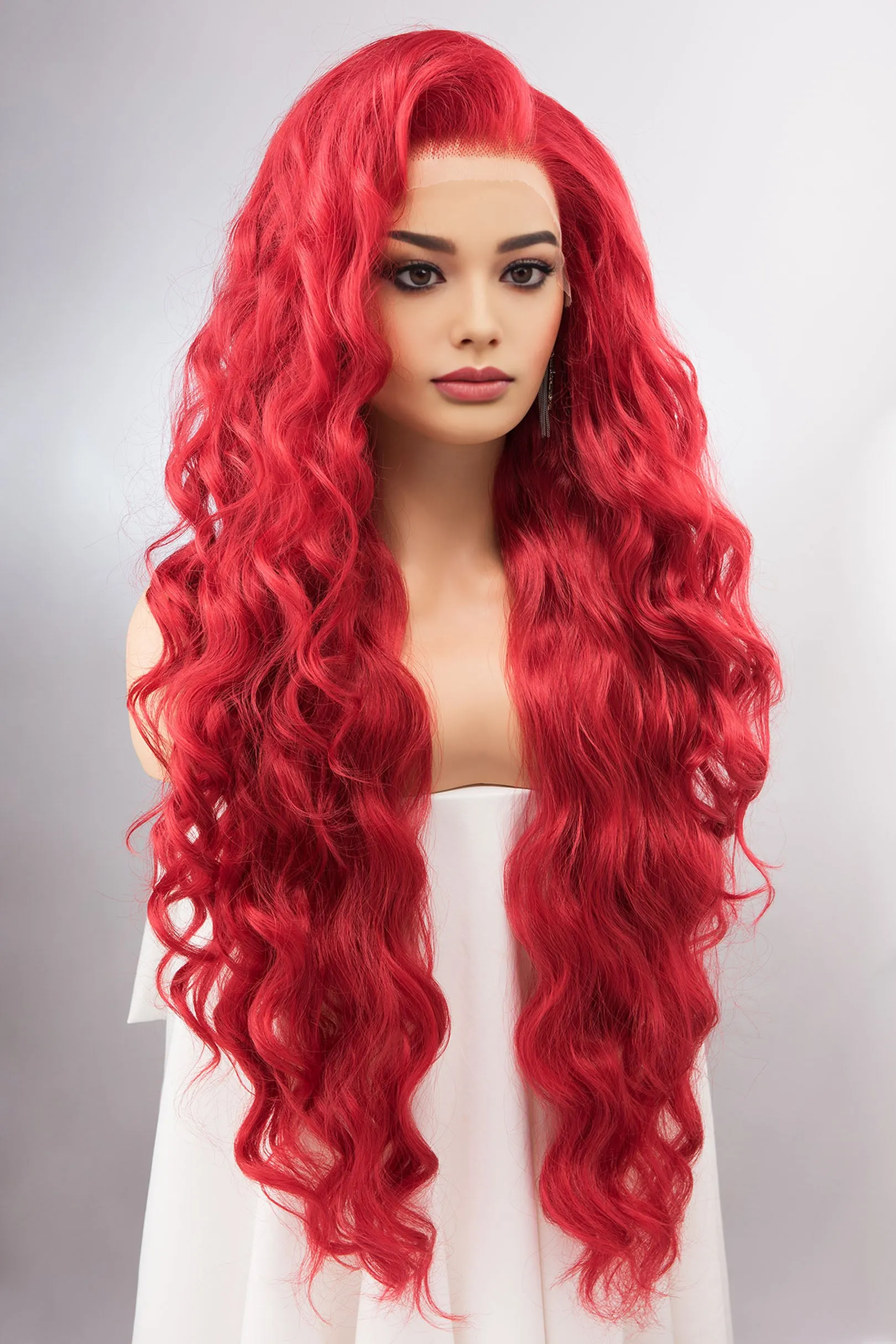 Red Wig Long Lace Front Wig Little Mermaid Wig Aquaman Mera Cosplay Wig 13" X 4" Large Lace Front Wavy Long Wig Drag Queen Wig AMAYA sold by Her Wig Closet