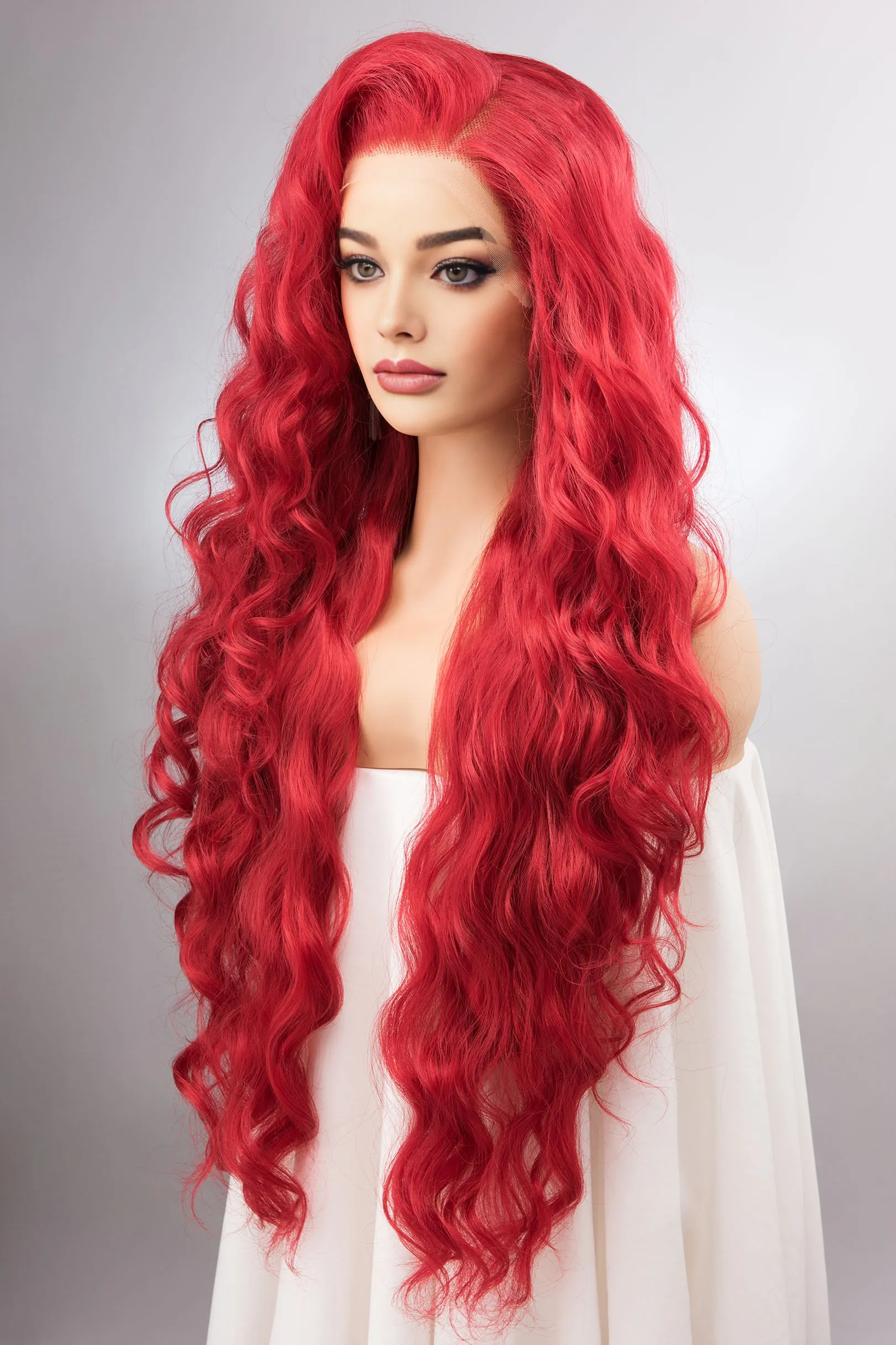 Red Wig Long Lace Front Wig Little Mermaid Wig Aquaman Mera Cosplay Wig 13" X 4" Large Lace Front Wavy Long Wig Drag Queen Wig AMAYA sold by Her Wig Closet product image thumbnail 4