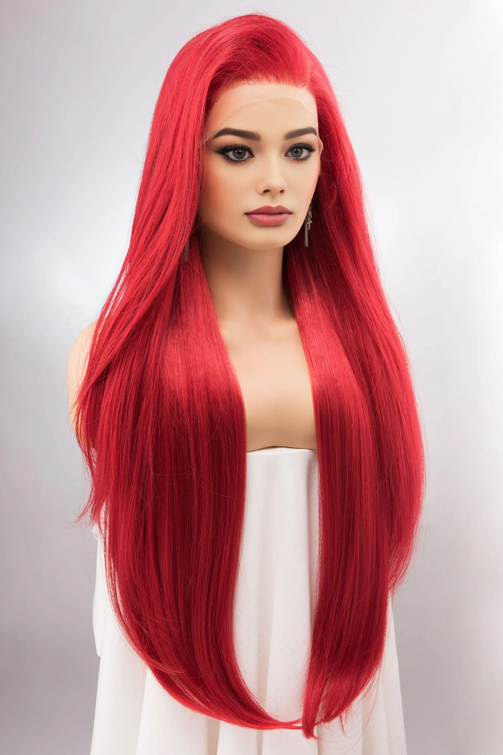 Red Straight Lace Front Synthetic Wig Aitana sold by Her Wig Closet