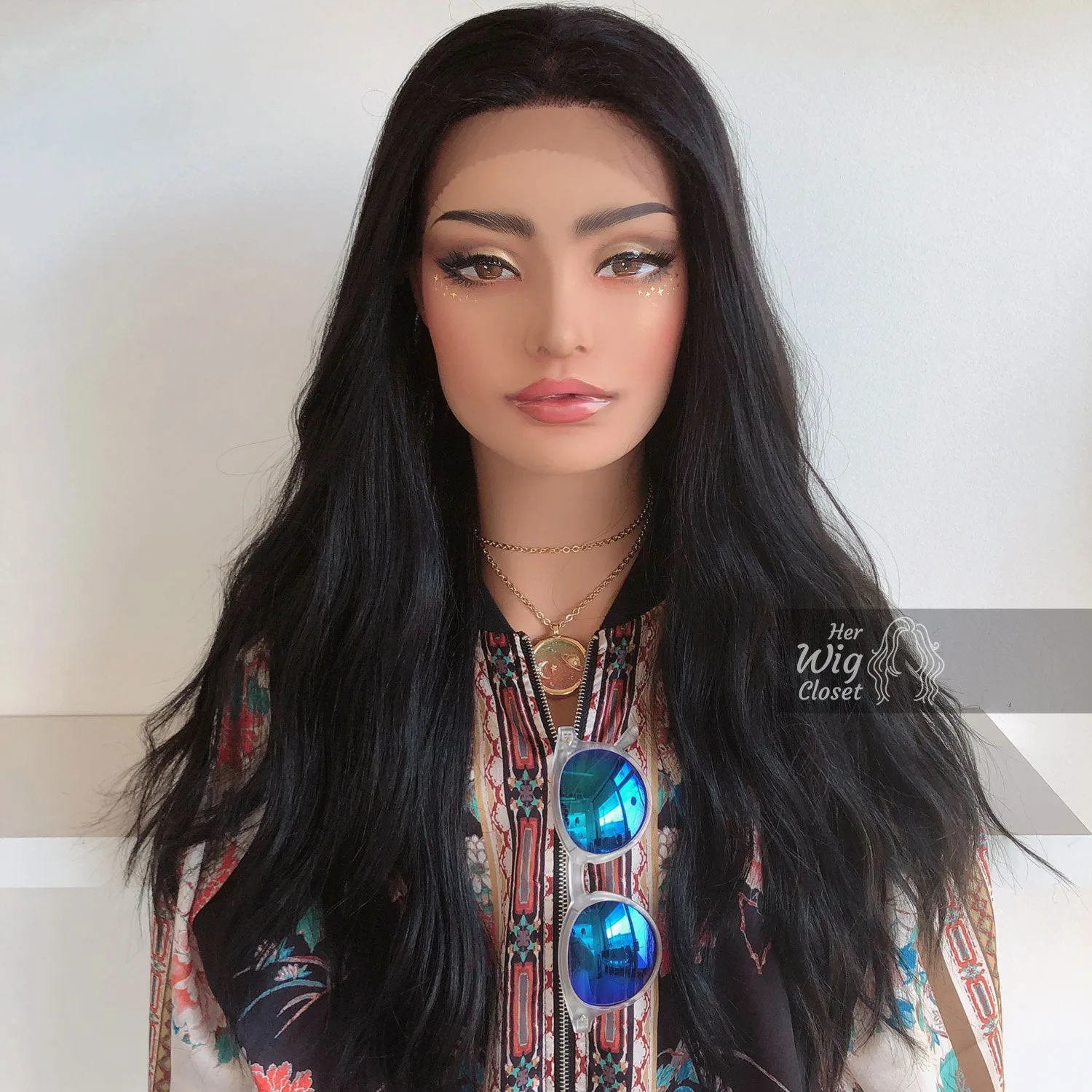 Jet Black Wavy Lace Front Synthetic Wig Bailey sold by Her Wig Closet product image thumbnail 2