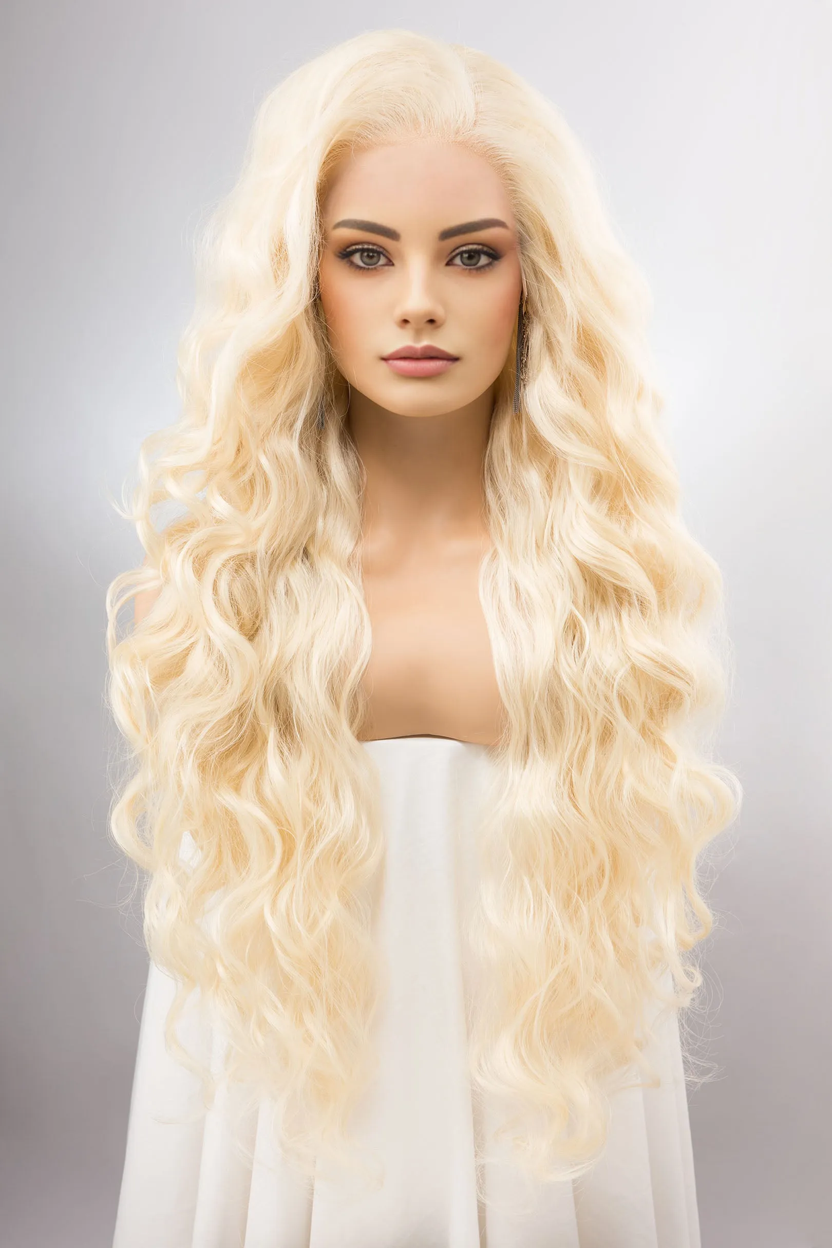 Light Blonde Curly Lace Top Synthetic Wig IBBIE sold by Her Wig Closet product image thumbnail 2