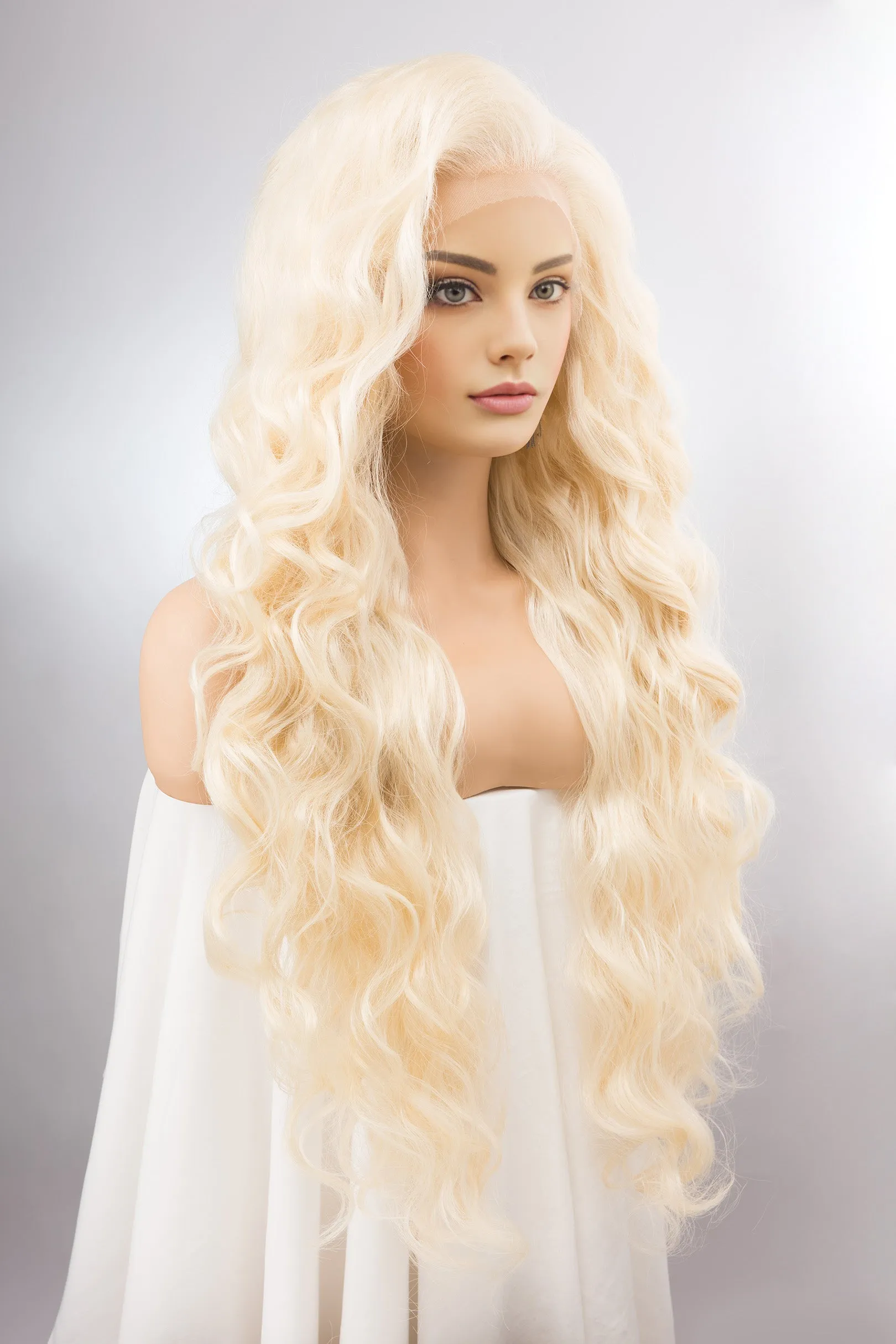 Light Blonde Curly Lace Top Synthetic Wig IBBIE sold by Her Wig Closet product image thumbnail 5
