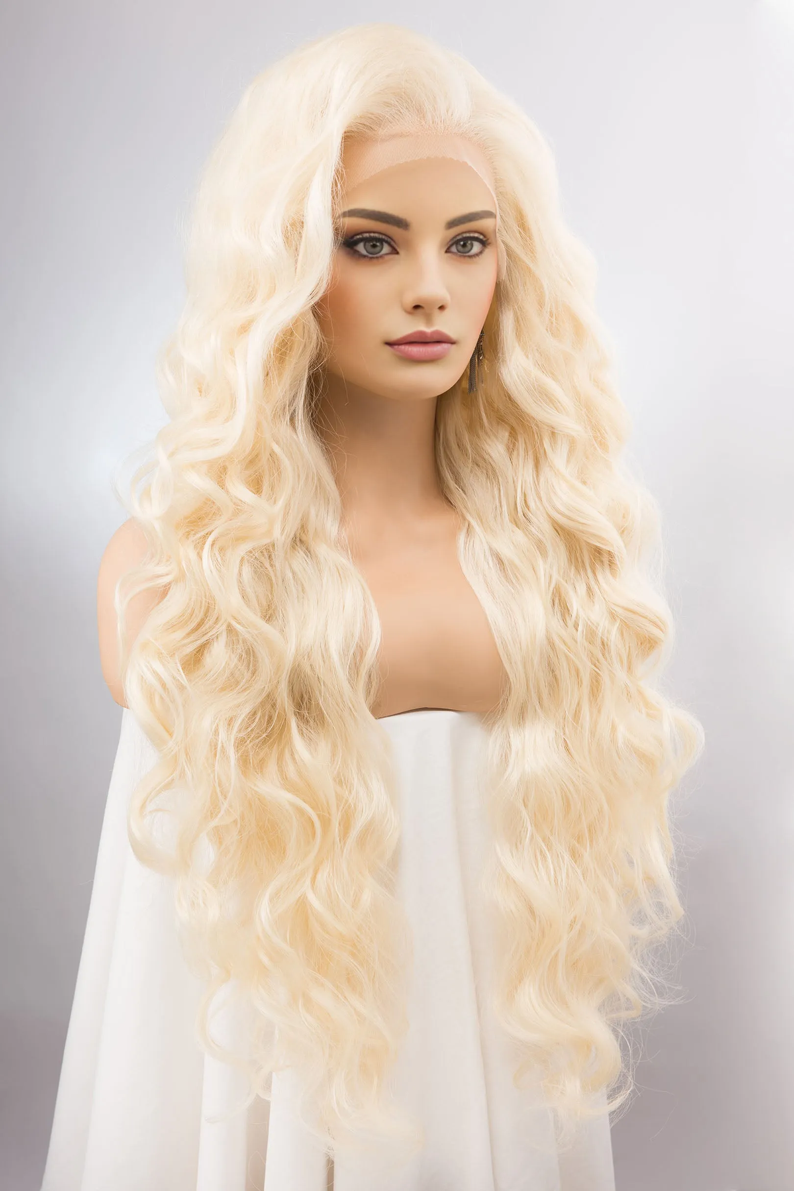 Light Blonde Curly Lace Top Synthetic Wig IBBIE sold by Her Wig Closet