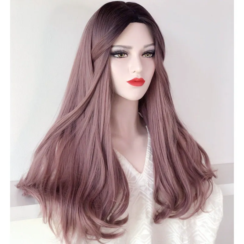 24" Dark Root Dusty Pink Ombre | Annie sold by Her Wig Closet