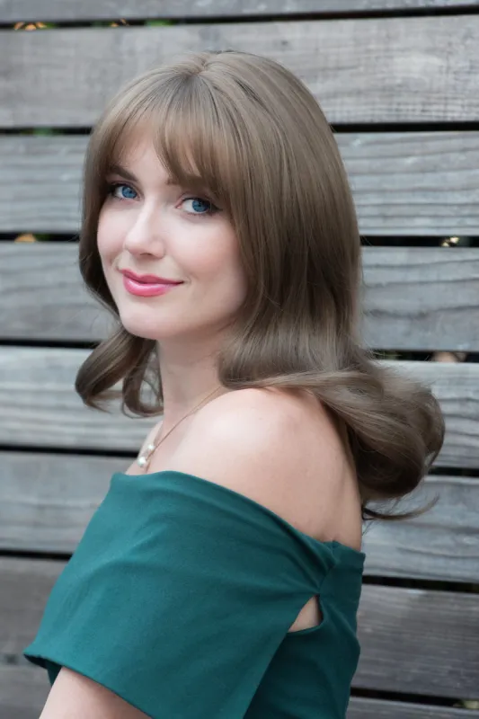 Jackie Ash Light Brown Wig with Bangs Wavy Wig sold by Her Wig Closet