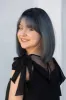 Ash Blue Ombre Straight Synthetic Bob Wig with Bangs Gracie sold by Her Wig Closet