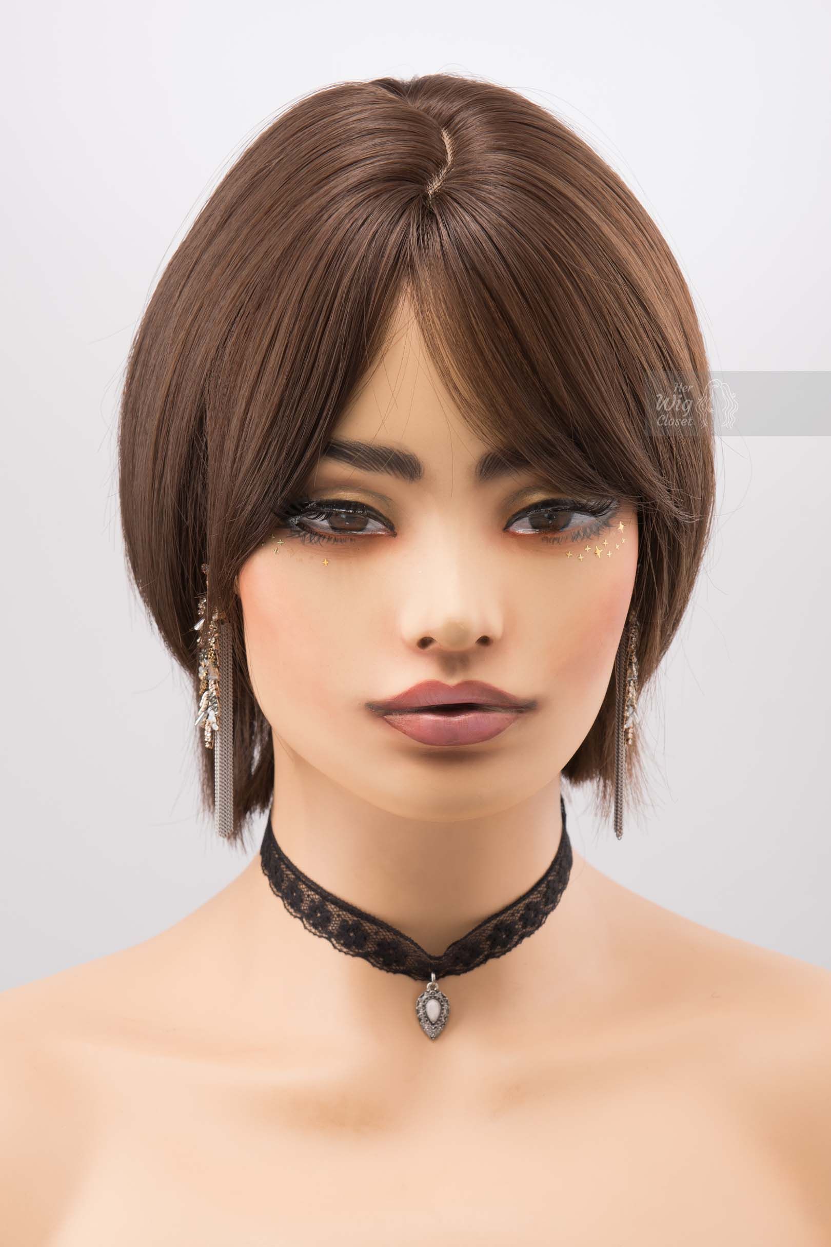 Brunette Short Pixie Cut Dark Brown Wig with Bangs Mina sold by Her Wig Closet product image thumbnail 3