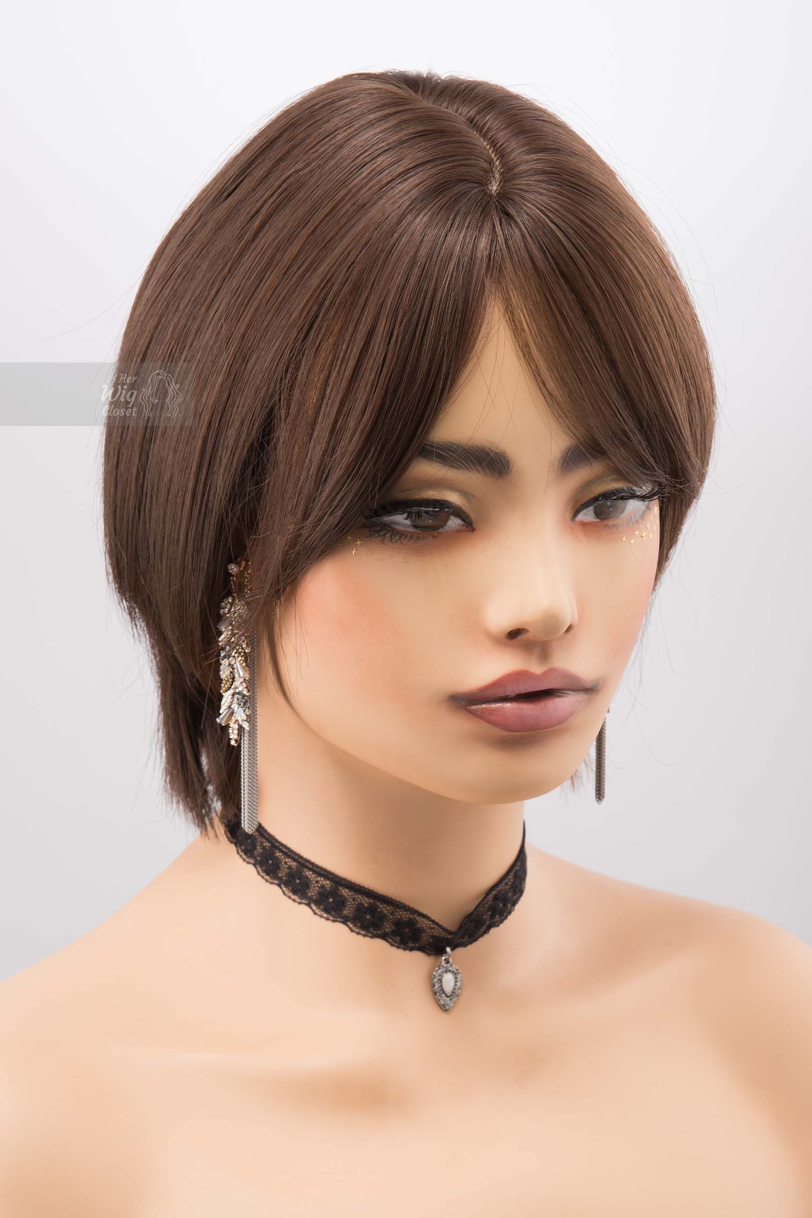 Brunette Short Pixie Cut Dark Brown Wig with Bangs Mina sold by Her Wig Closet product image thumbnail 2