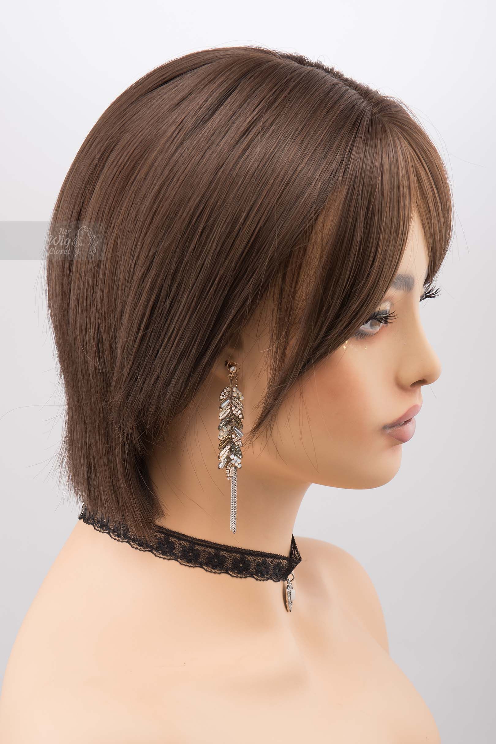 Brunette Short Pixie Cut Dark Brown Wig with Bangs Mina sold by Her Wig Closet product image thumbnail 5