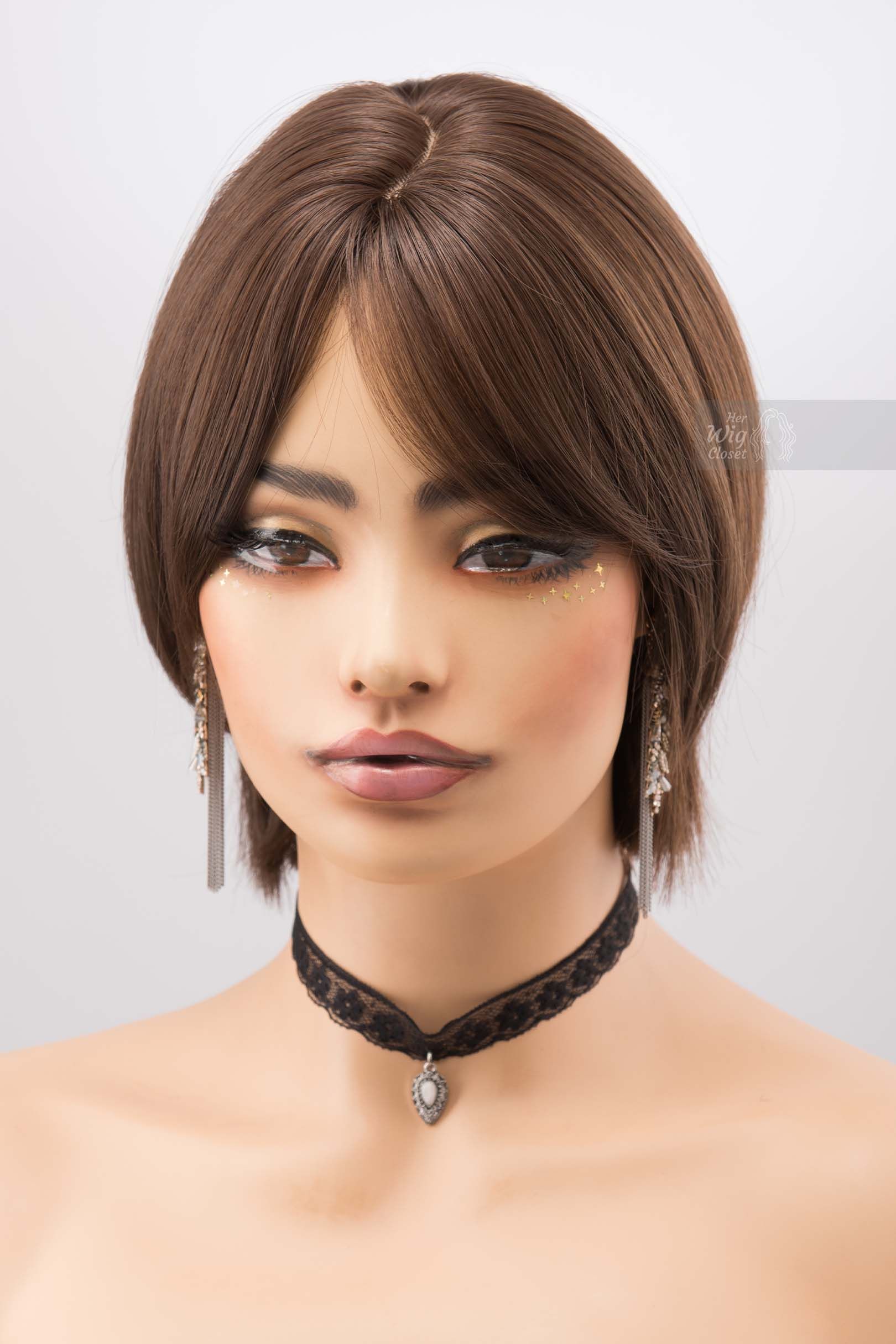 Brunette Short Pixie Cut Dark Brown Wig with Bangs Mina sold by Her Wig Closet product image thumbnail 4