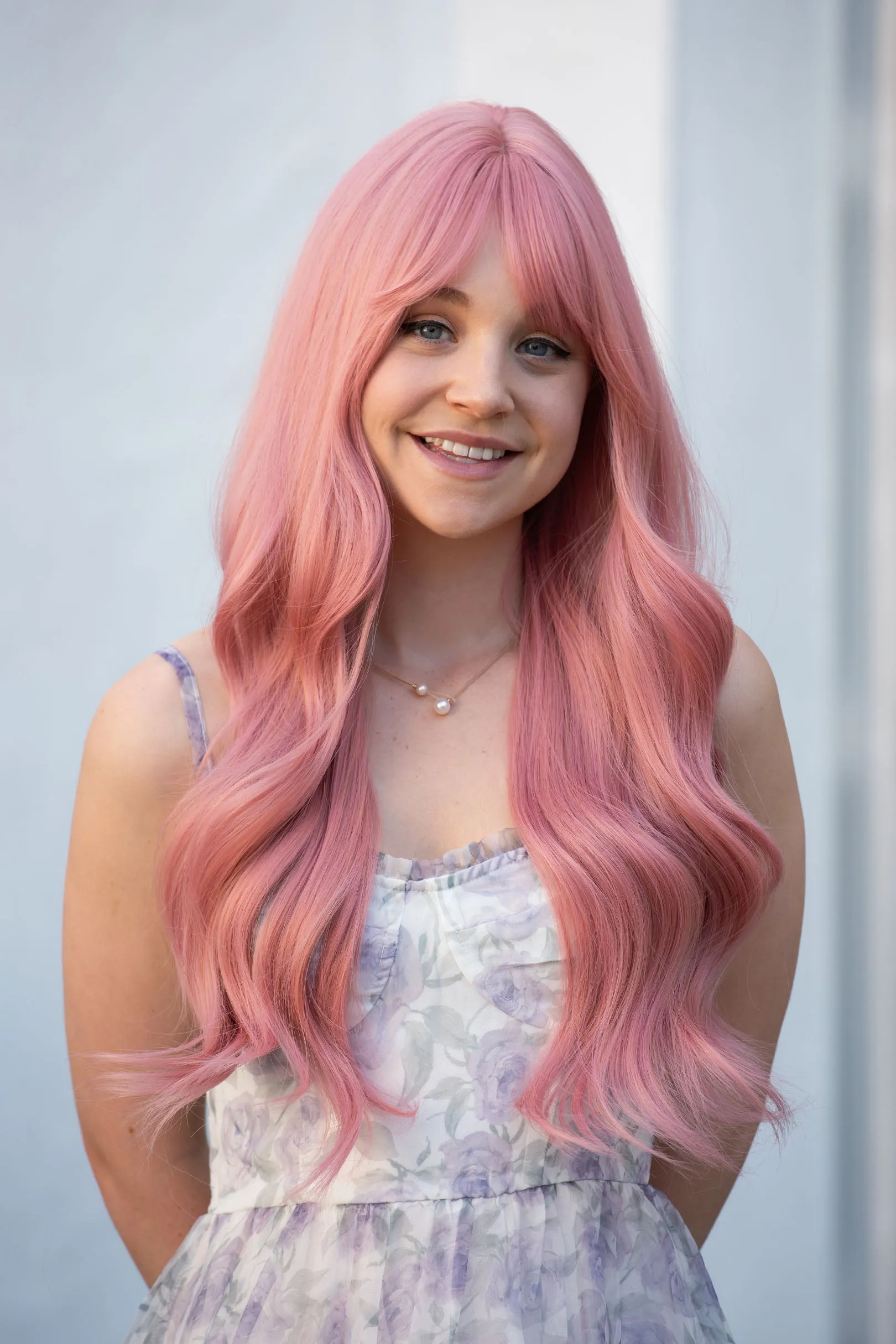 Pink Wavy Synthetic Wig With Bangs Jessica sold by Her Wig Closet product image thumbnail 2