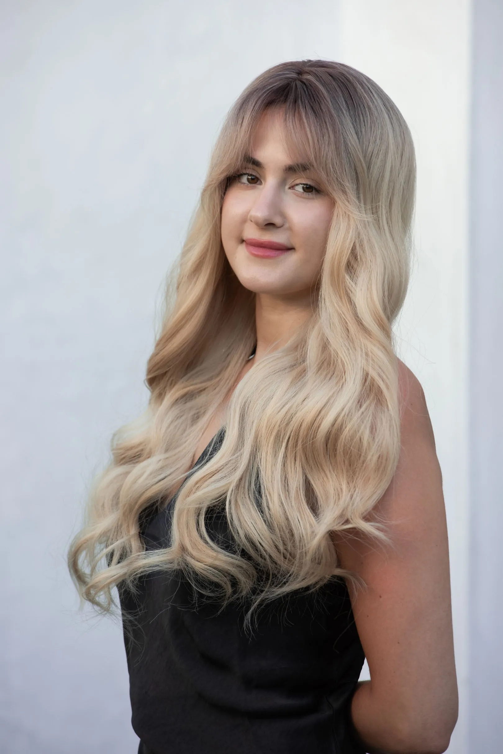 Light Blonde Wig with Bangs Long Wavy Wig with Dark Roots Kenna sold by Her Wig Closet product image thumbnail 4