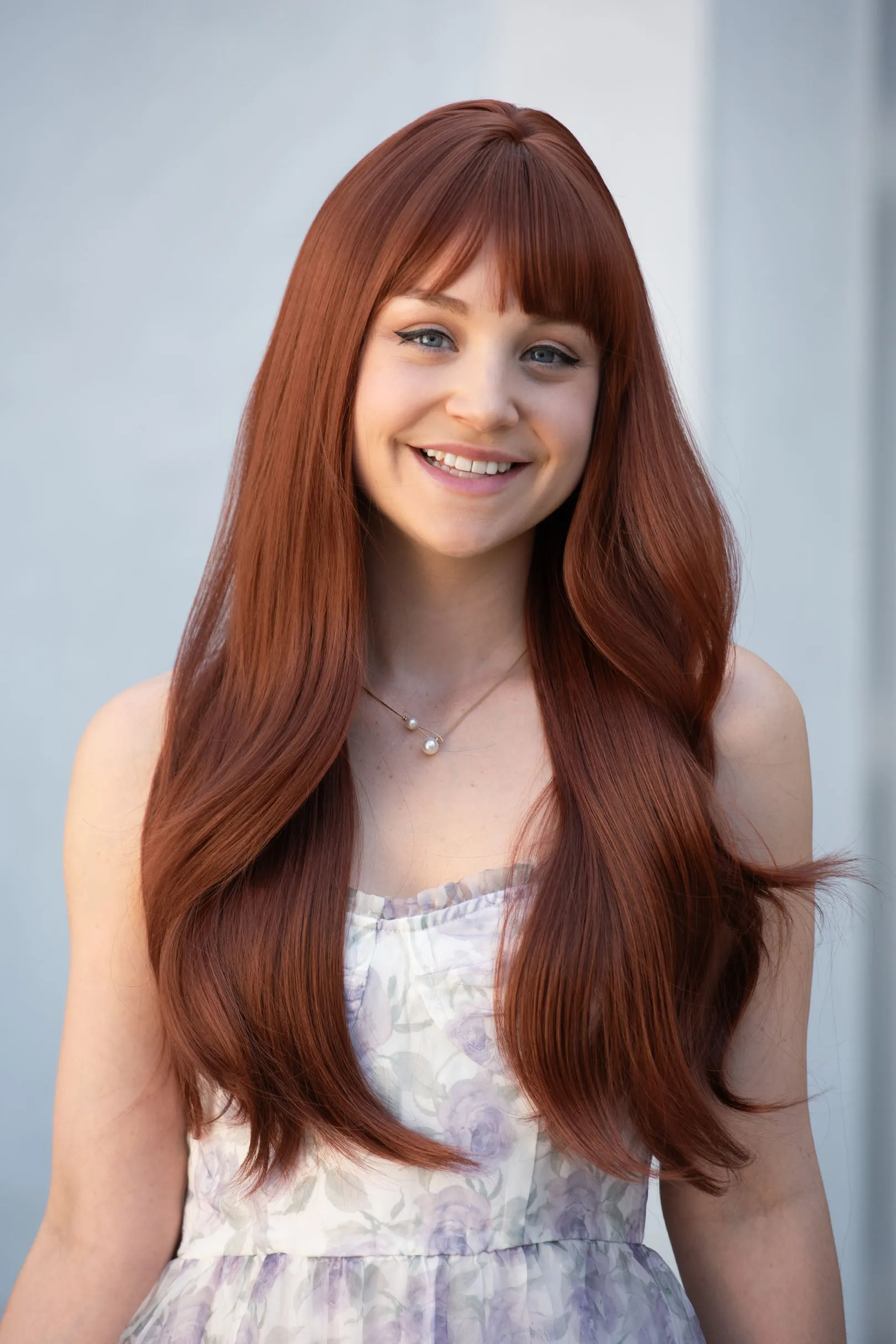 Auburn Ginger Wavy Synthetic Wig with Bangs Akane sold by Her Wig Closet product image thumbnail 2