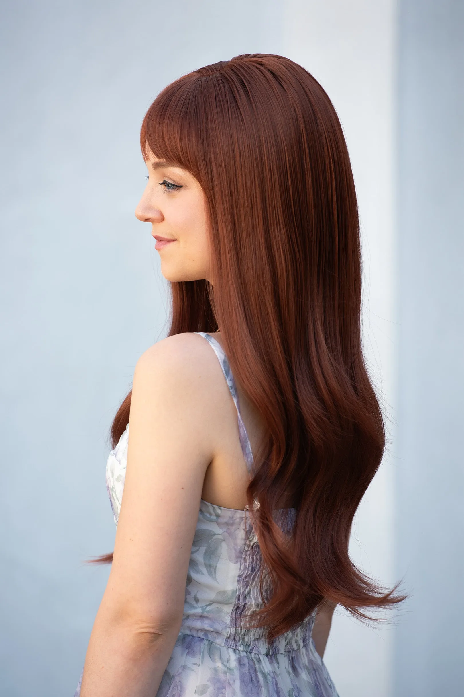 Auburn Ginger Wavy Synthetic Wig with Bangs Akane sold by Her Wig Closet product image thumbnail 3