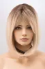 Creamy Golden Blonde Ombre Short Bob Wig with Bangs Kamila sold by Her Wig Closet
