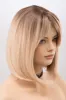 Creamy Golden Blonde Ombre Short Bob Wig with Bangs Kamila sold by Her Wig Closet