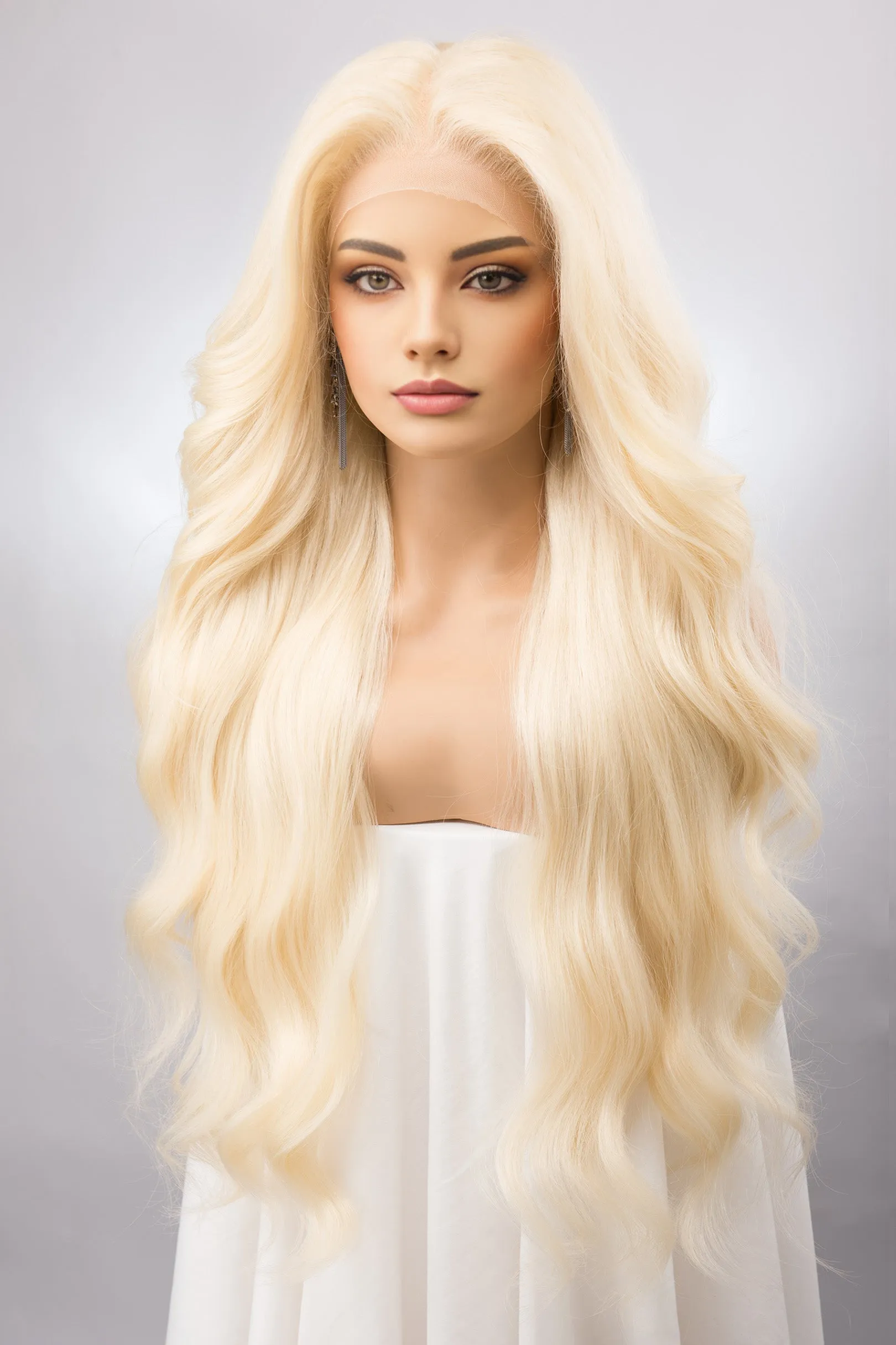 Light Blonde Wavy Lace Front Synthetic Wig Irina sold by Her Wig Closet product image thumbnail 4