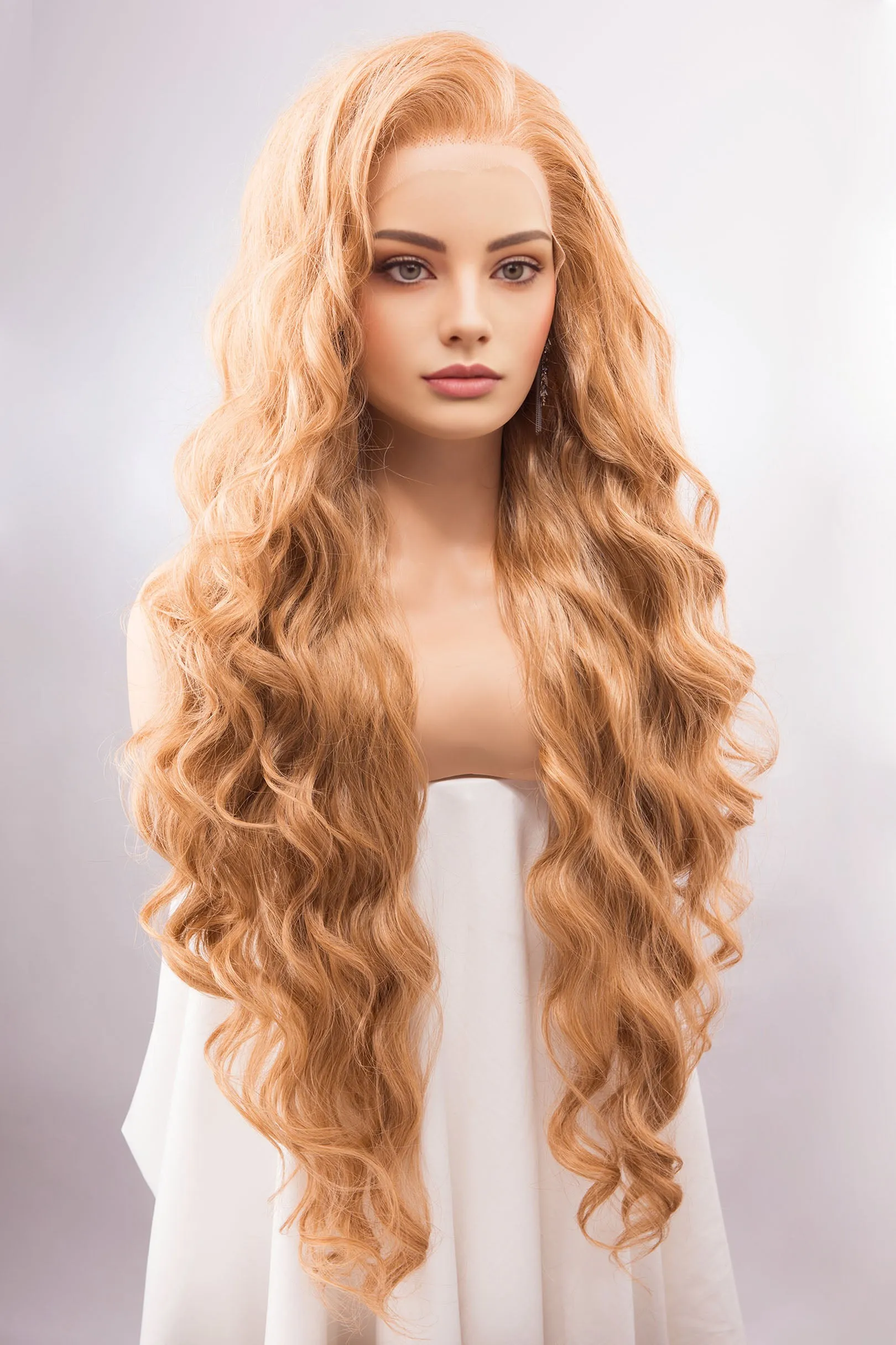 Strawberry Blonde Wig Long Blonde Lace Front Wig 13" X 4" Large Lace Wig Golden Blonde Wavy Wig Cosplay Wig Drag Queen Wig IDINA sold by Her Wig Closet product image thumbnail 4