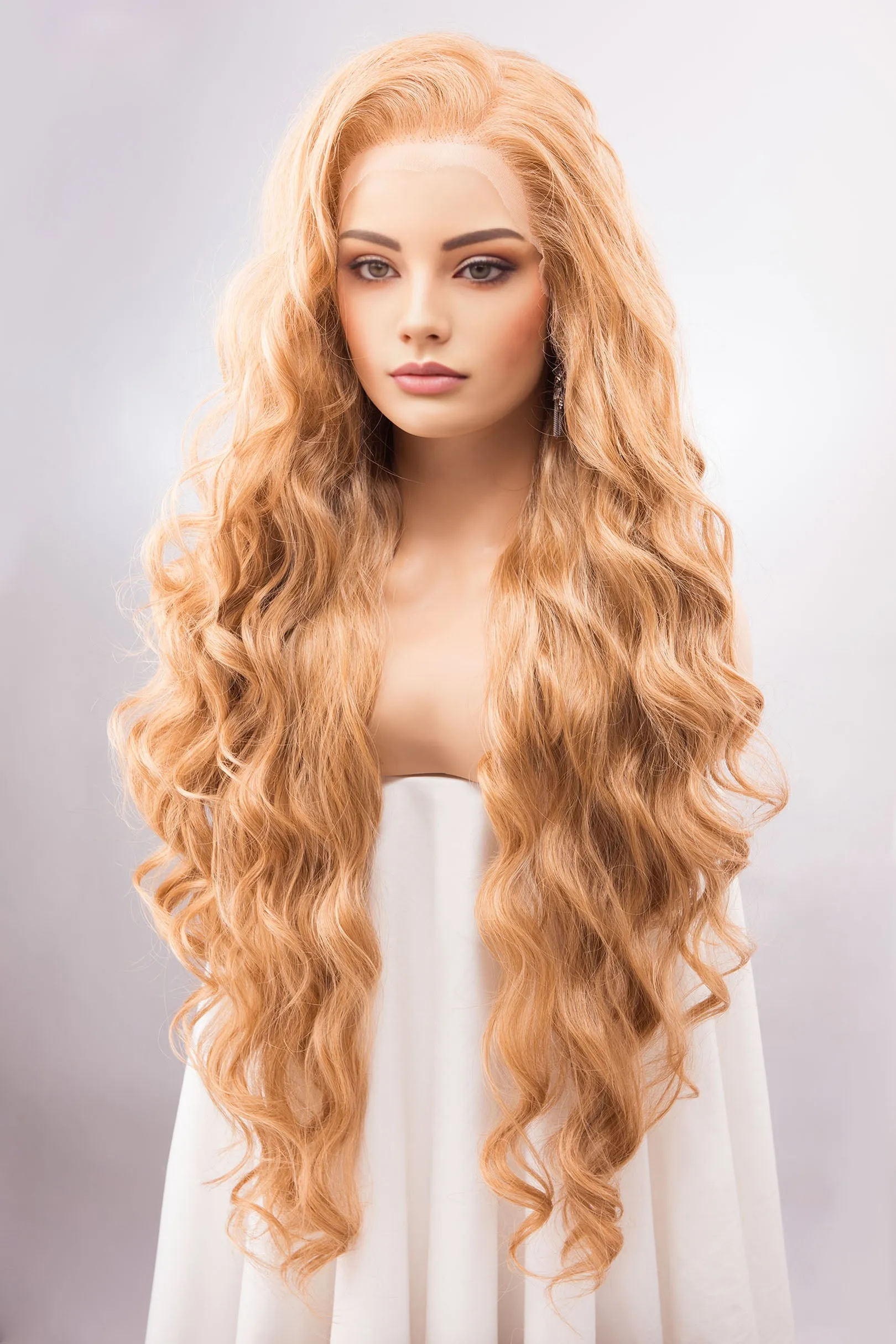 Strawberry Blonde Wig Long Blonde Lace Front Wig 13" X 4" Large Lace Wig Golden Blonde Wavy Wig Cosplay Wig Drag Queen Wig IDINA sold by Her Wig Closet product image thumbnail 5