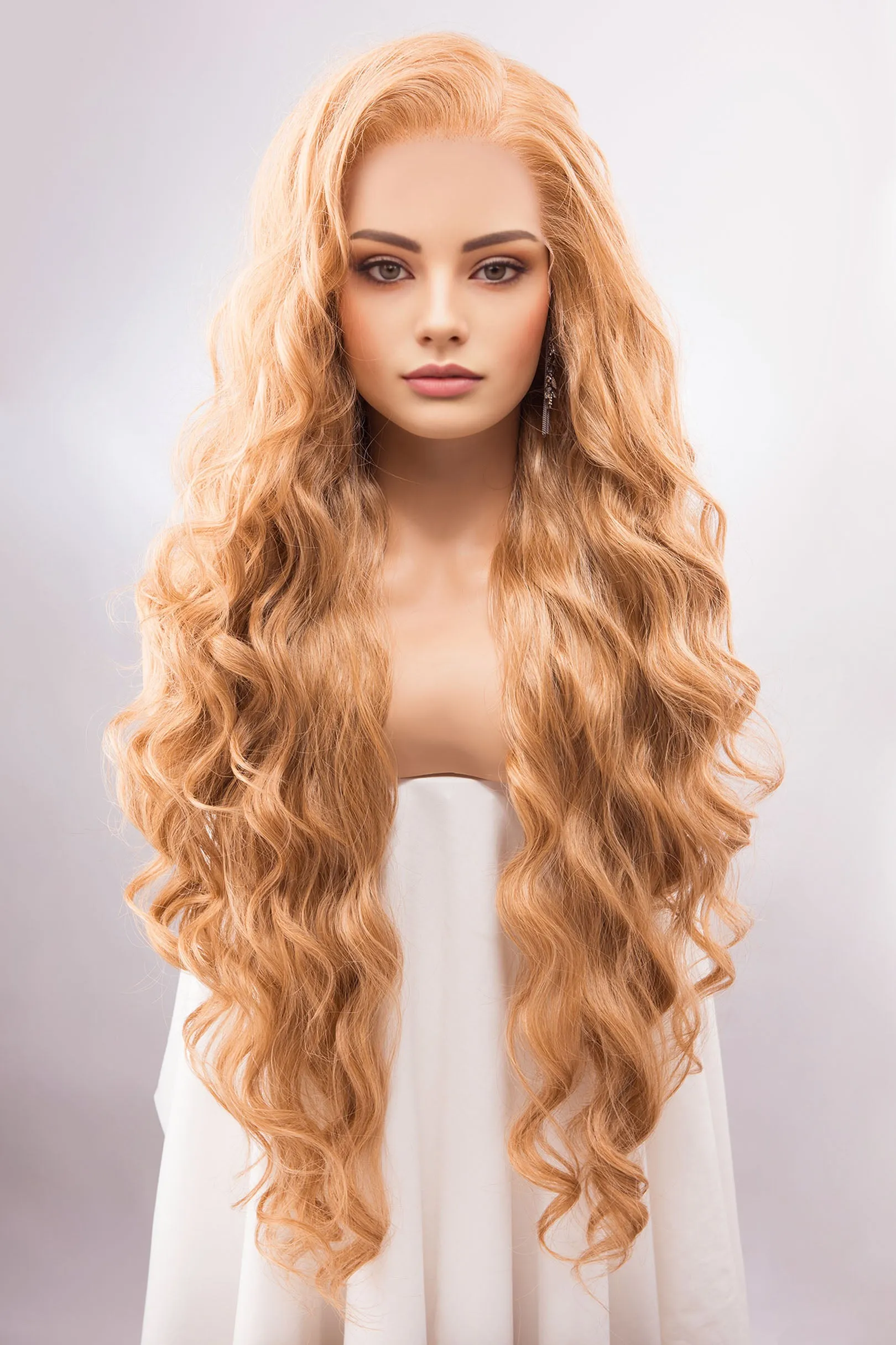 Strawberry Blonde Wig Long Blonde Lace Front Wig 13" X 4" Large Lace Wig Golden Blonde Wavy Wig Cosplay Wig Drag Queen Wig IDINA sold by Her Wig Closet product image thumbnail 3