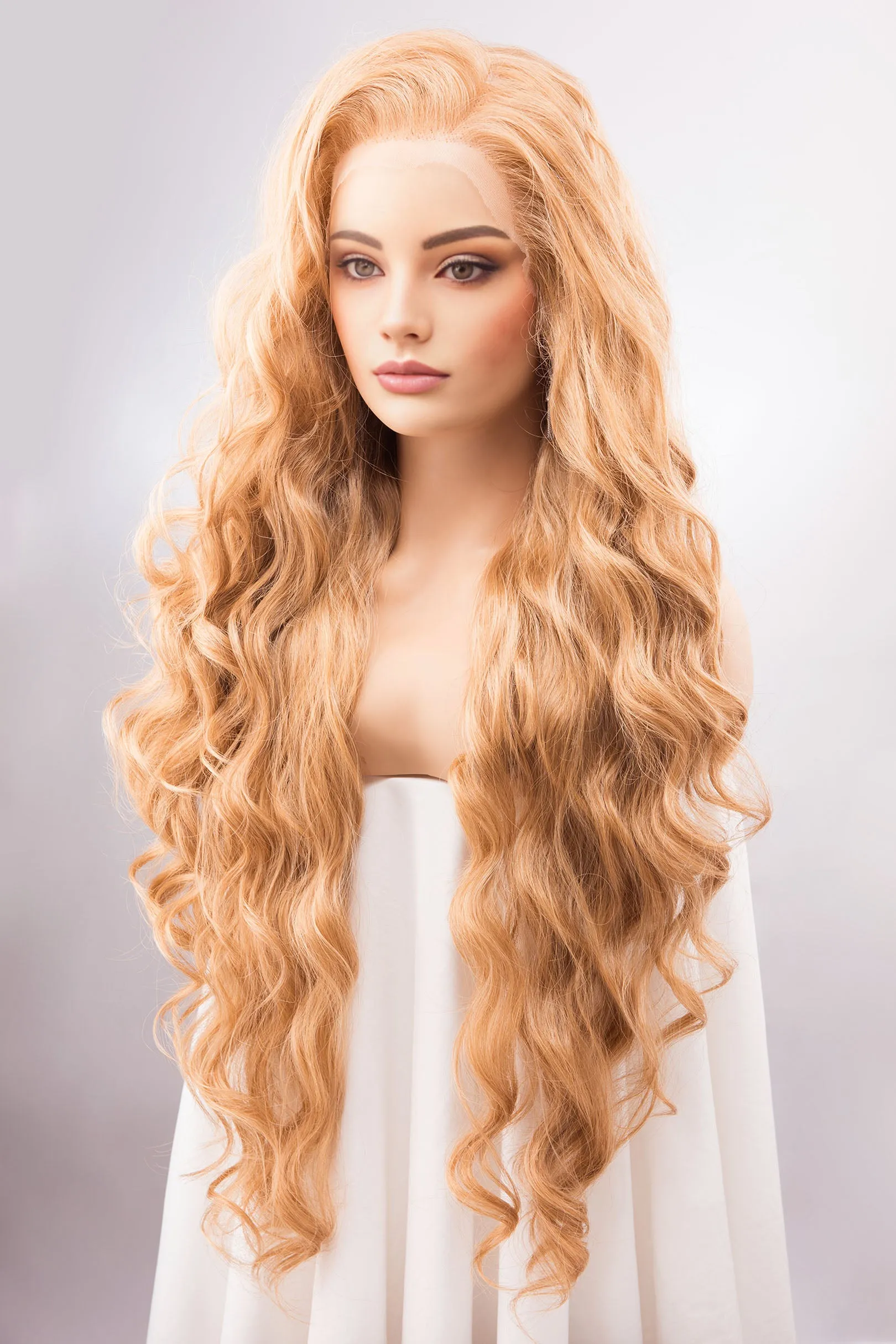 Strawberry Blonde Wig Long Blonde Lace Front Wig 13" X 4" Large Lace Wig Golden Blonde Wavy Wig Cosplay Wig Drag Queen Wig IDINA sold by Her Wig Closet product image thumbnail 2