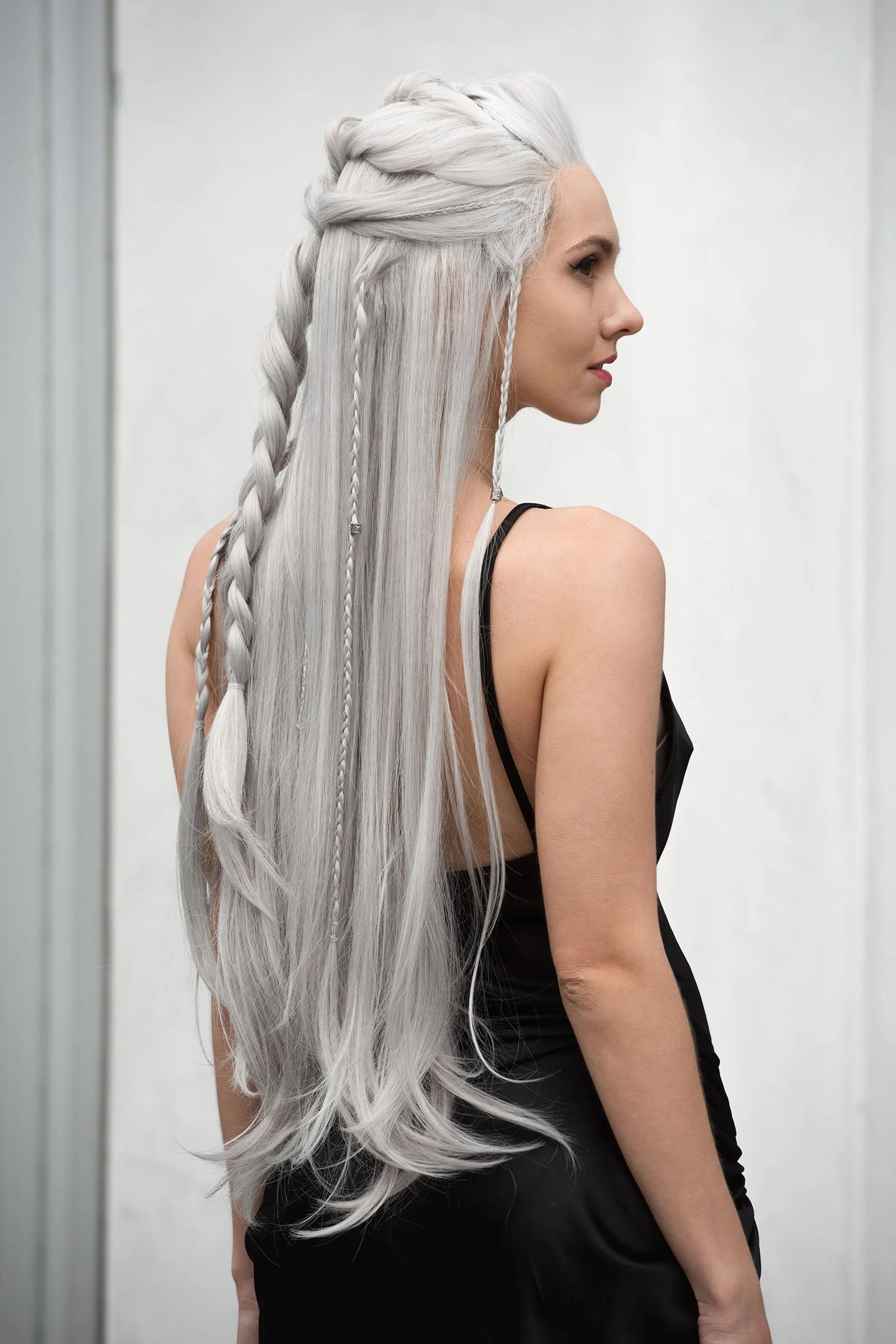 Pearl White Wig Icy Silver Wig White Silver Drag Wig White Blonde Wig White Cosplay Lace Front Wig White Drag Queen Wig Odella sold by Her Wig Closet product image thumbnail 5