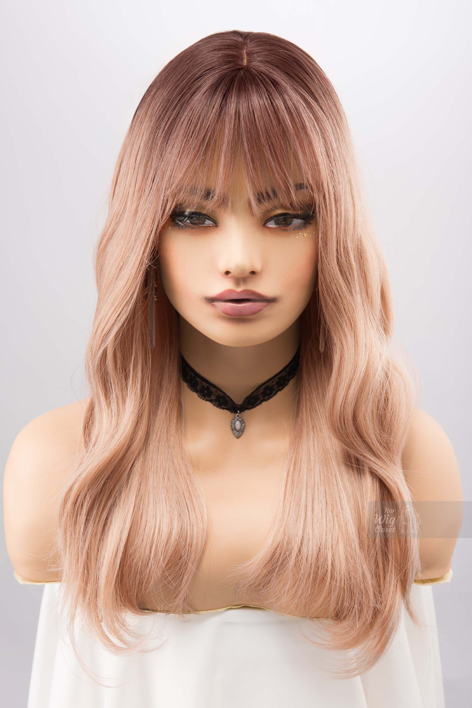 Ash Peach Ombre Blonde Wig with Bangs Kayce sold by Her Wig Closet product image thumbnail 3