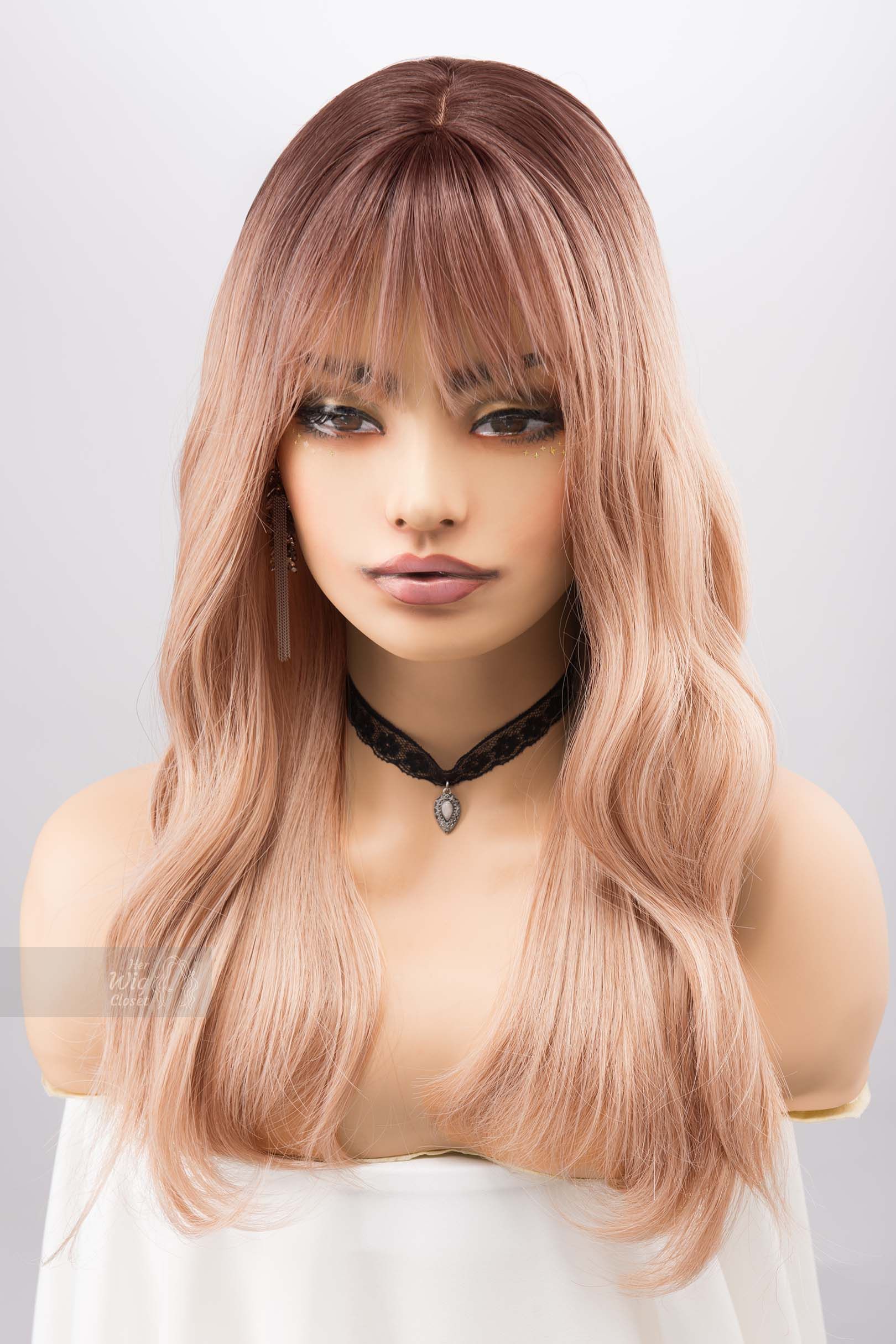 Ash Peach Ombre Blonde Wig with Bangs Kayce sold by Her Wig Closet product image thumbnail 4