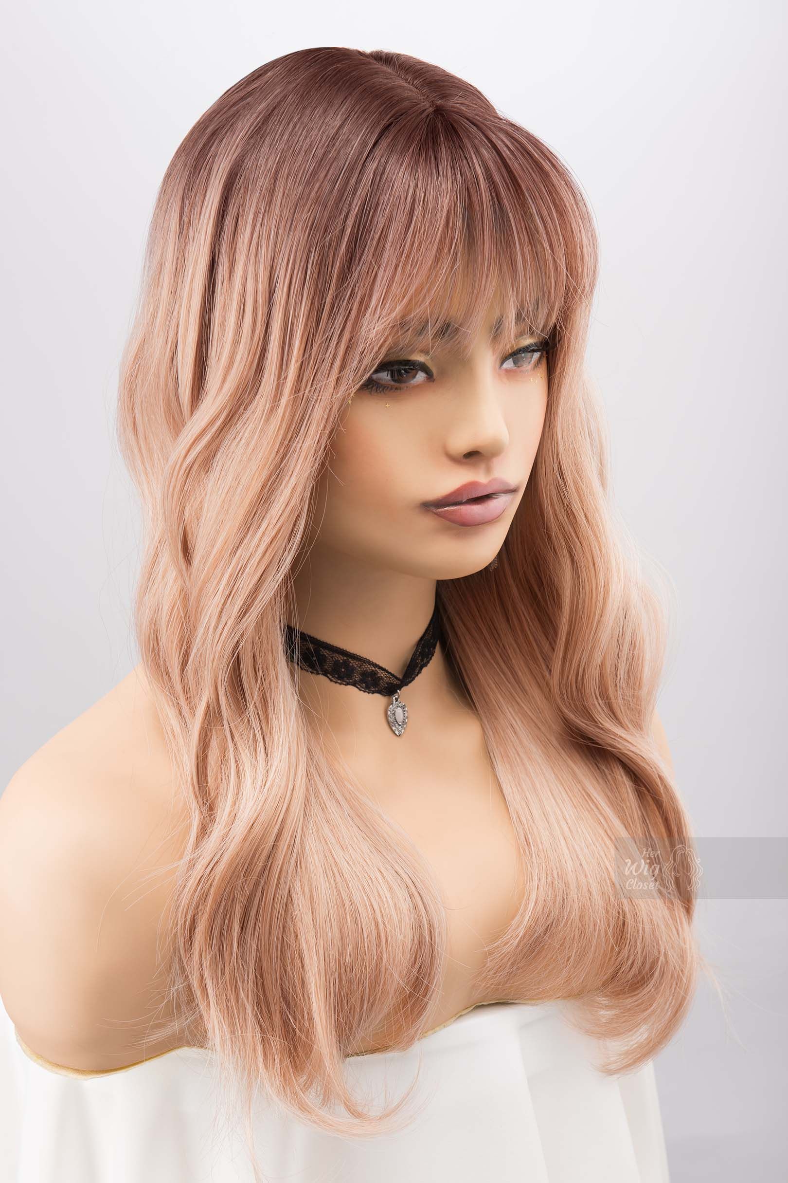 Ash Peach Ombre Blonde Wig with Bangs Kayce sold by Her Wig Closet product image thumbnail 2